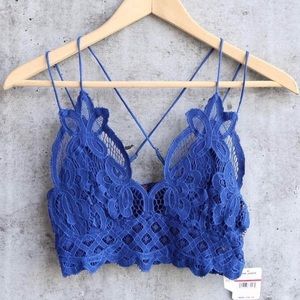 NEW Free People Adella Lace Bralette Blue